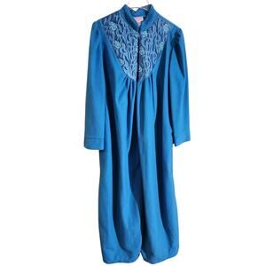 NWT Heather Collection Robe / House Coat Blue Fleece Size Medium